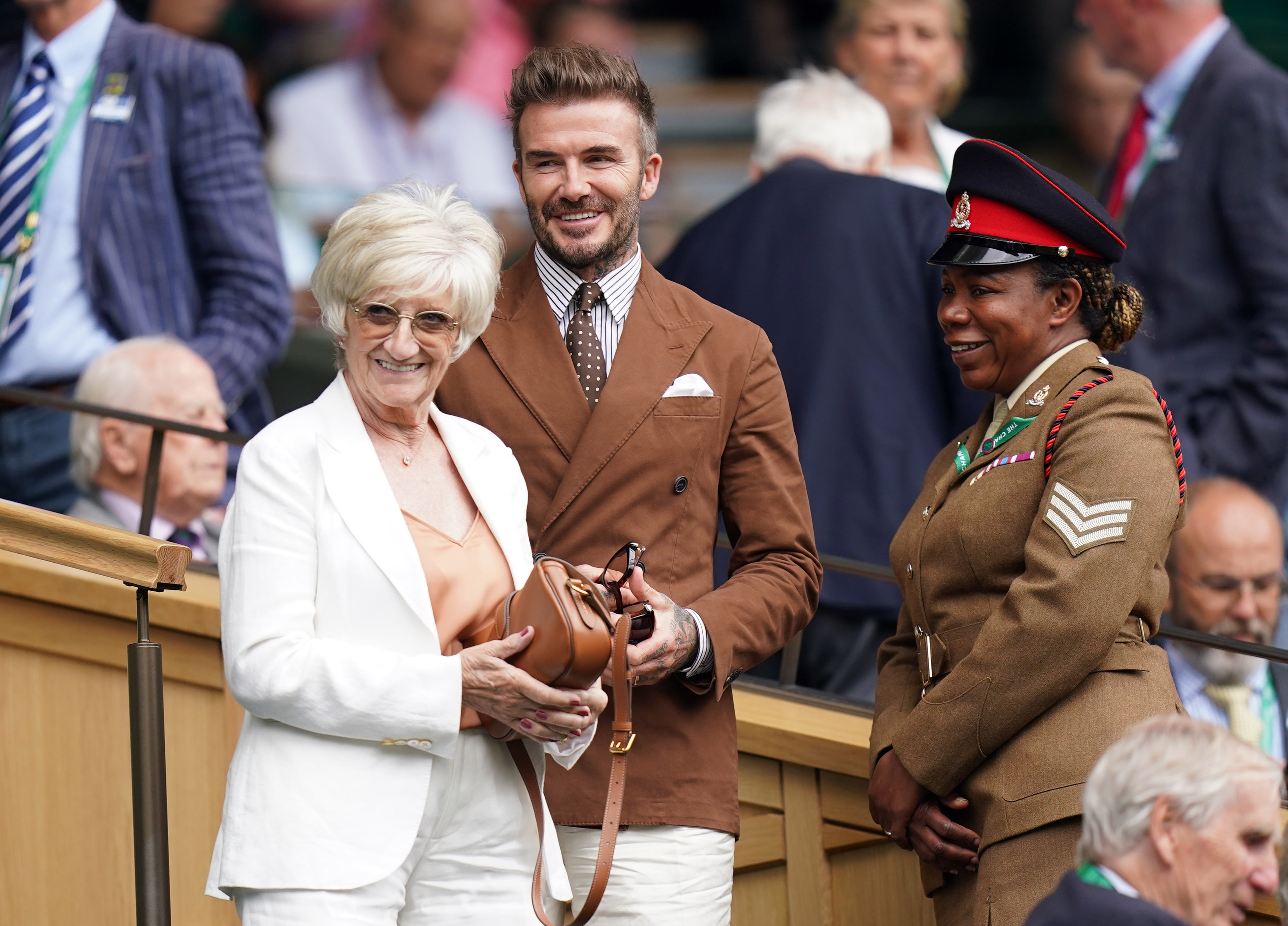 David Beckham and his mother Sandra sat in the royal box on day 10 of Wimbledon (Adam Davy/PA)