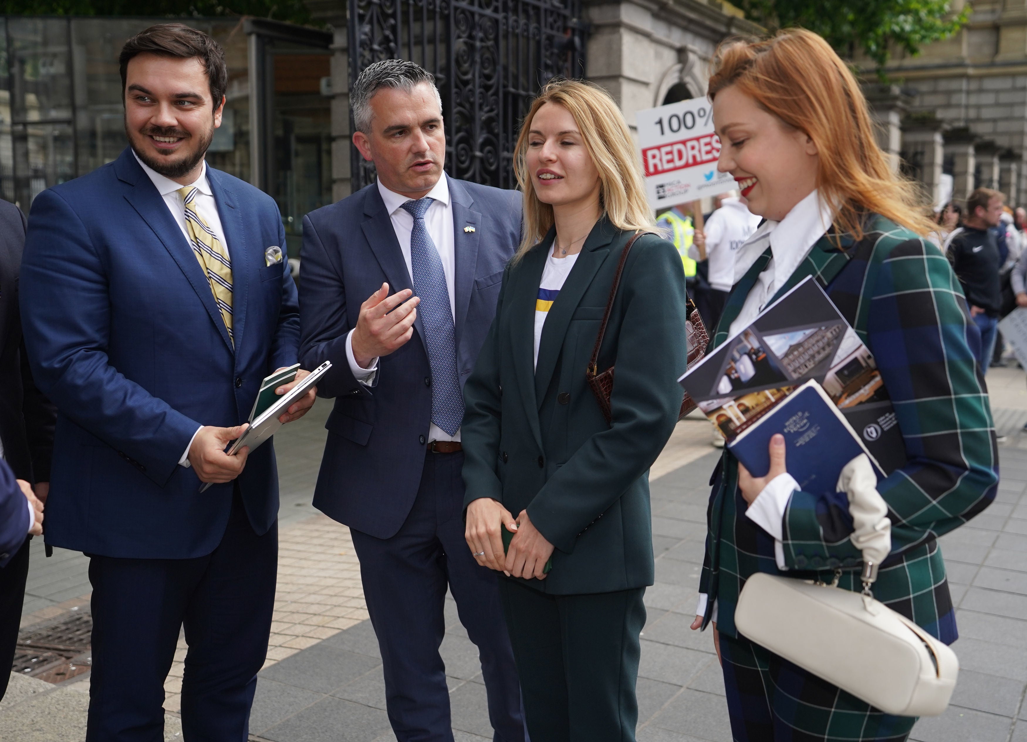 Lesia Vasylenko (centre), in Dublin in June, says the UK leads ‘international unity’ on Ukraine