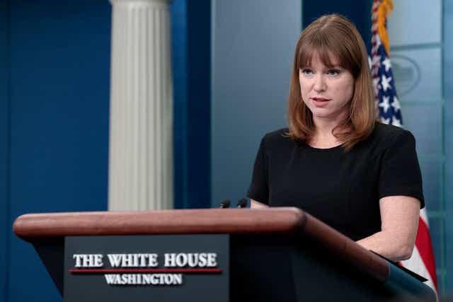 <p>Kate Bedingfield at a White House press briefing in March</p>
