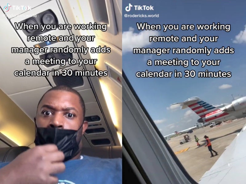 Man claims he received invite to video meeting with manager while he was aboard flight
