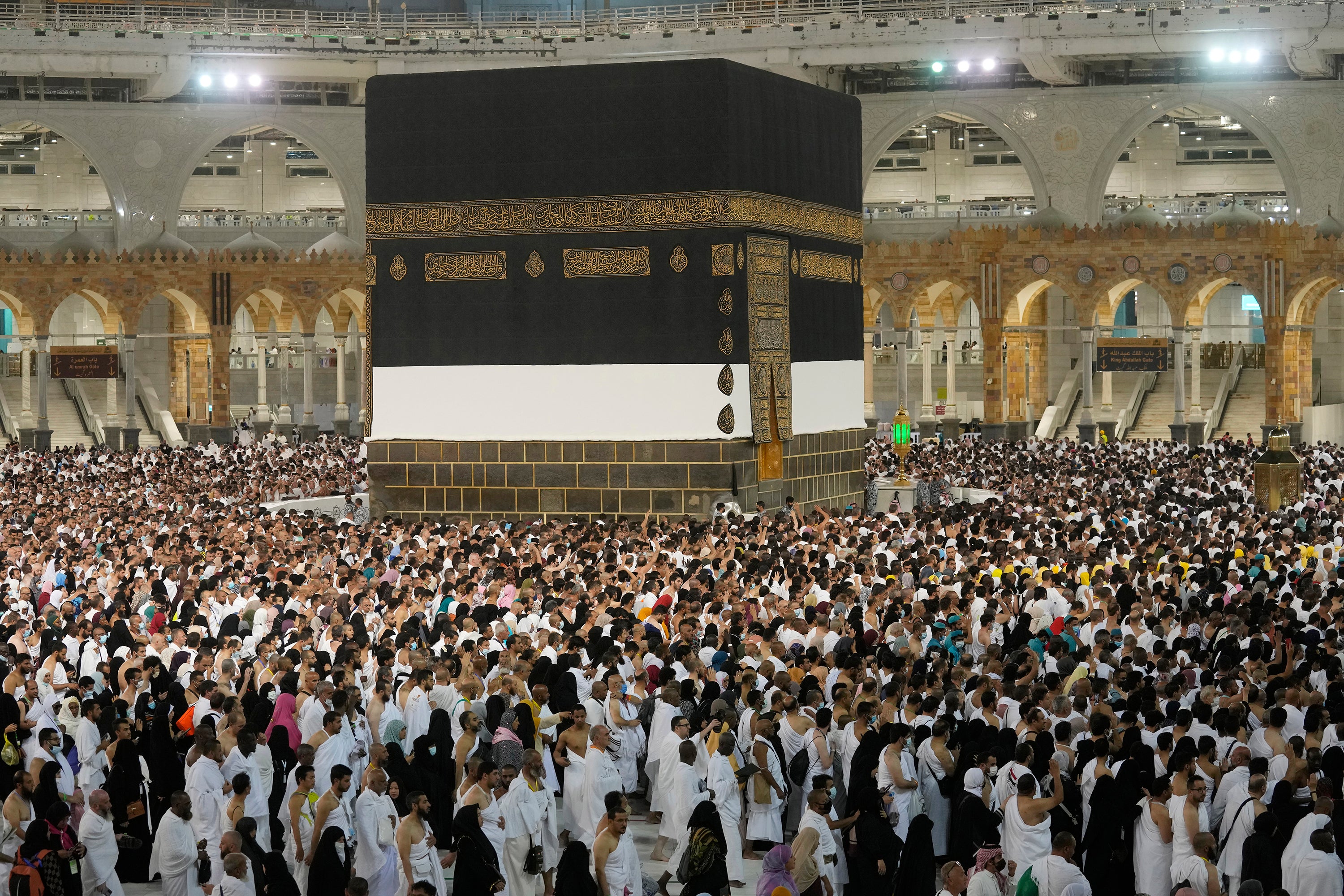 Muslim pilgrims circle the Kaaba at the Grand Mosque in Mecca, in July 2022