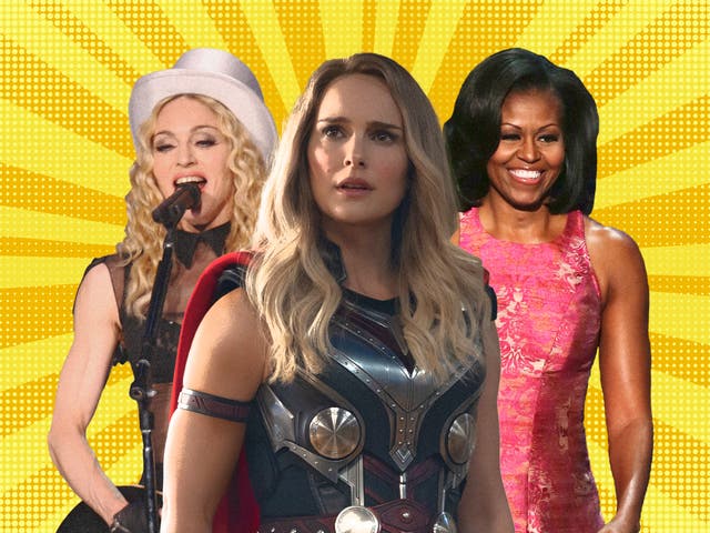 <p>Top guns: Madonna, Natalie Portman in ‘Thor: Love and Thunder’, and Michelle Obama</p>