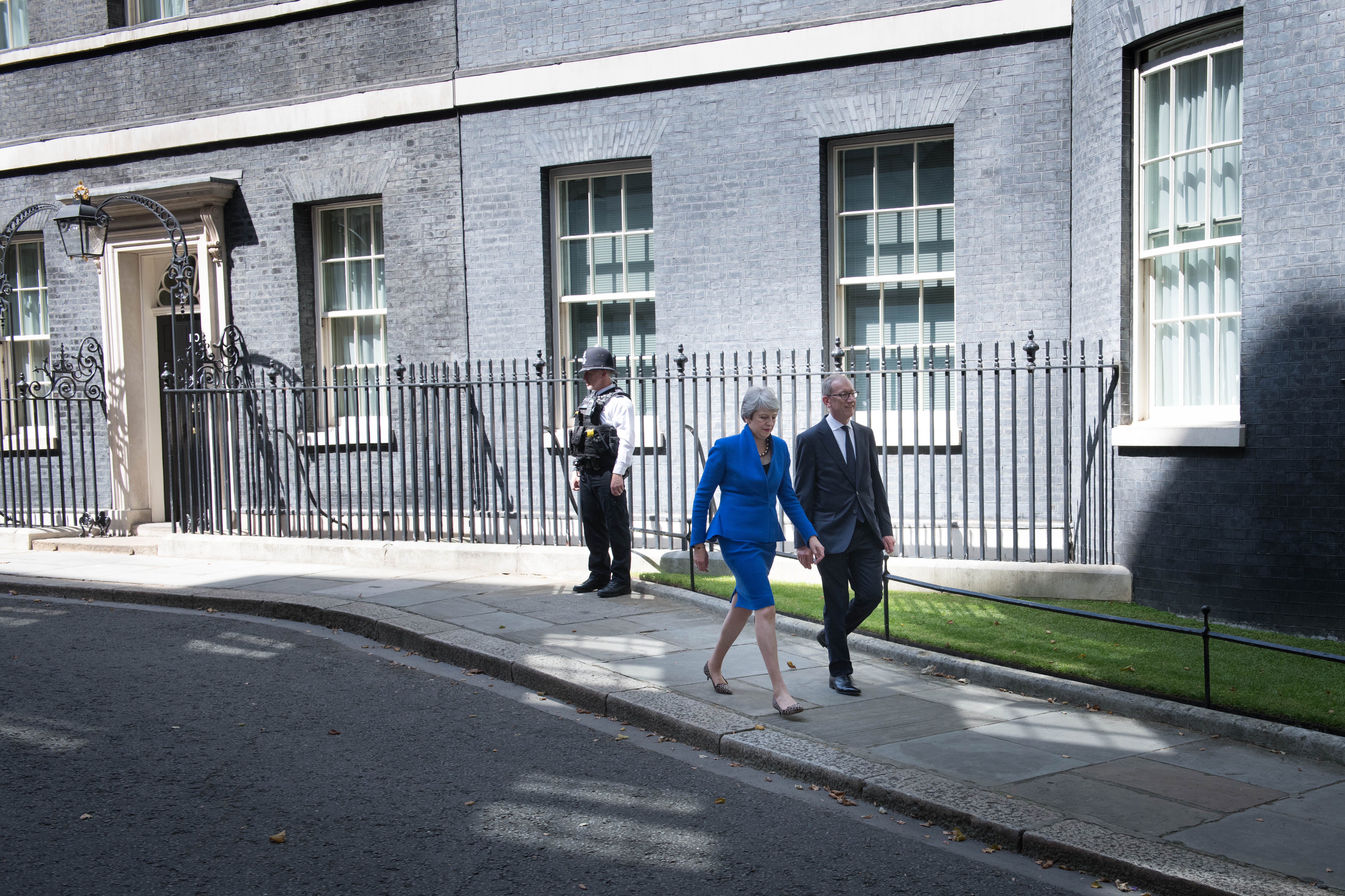 Outgoing prime minister Theresa May and her husband Philip leaving 10 Downing Street in 2019 (Stefan Rousseau/PA)