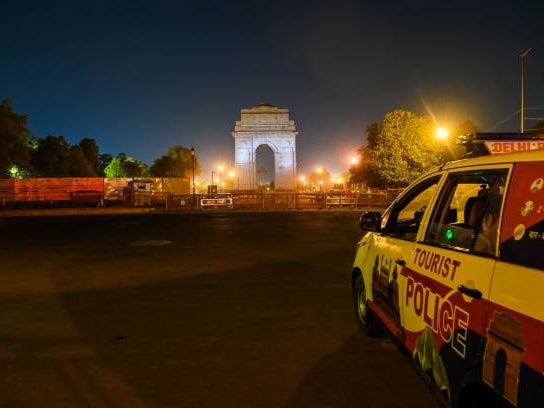 <p>Representational image: Police keep vigil at an empty street in New Delhi on 6 April 2021</p>