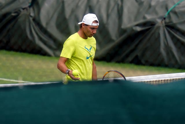 Rafael Nadal practiced at Wimbledon (Adam Davy/PA)