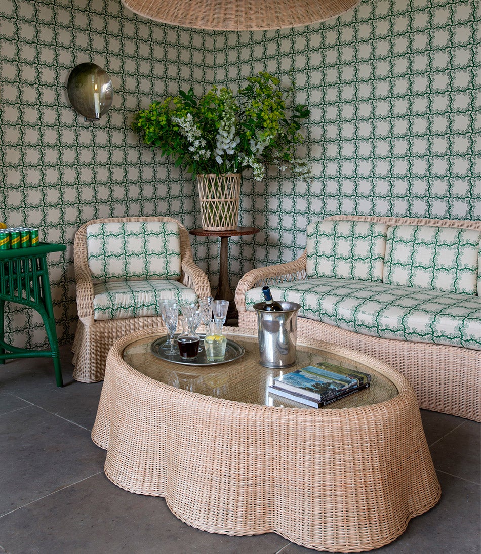 The Espalier Square emerald wallpaper was listed at a cost of £2,250