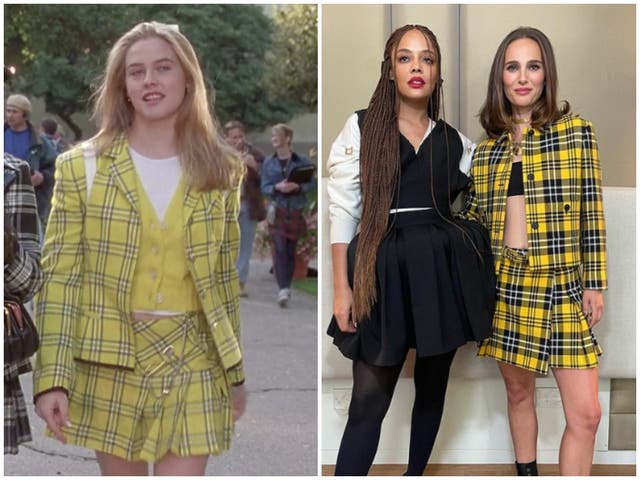 <p>Alicia Silverstone in the 1995 film Clueless (L) and Natalie Portman and Tessa Thompson (R)</p>
