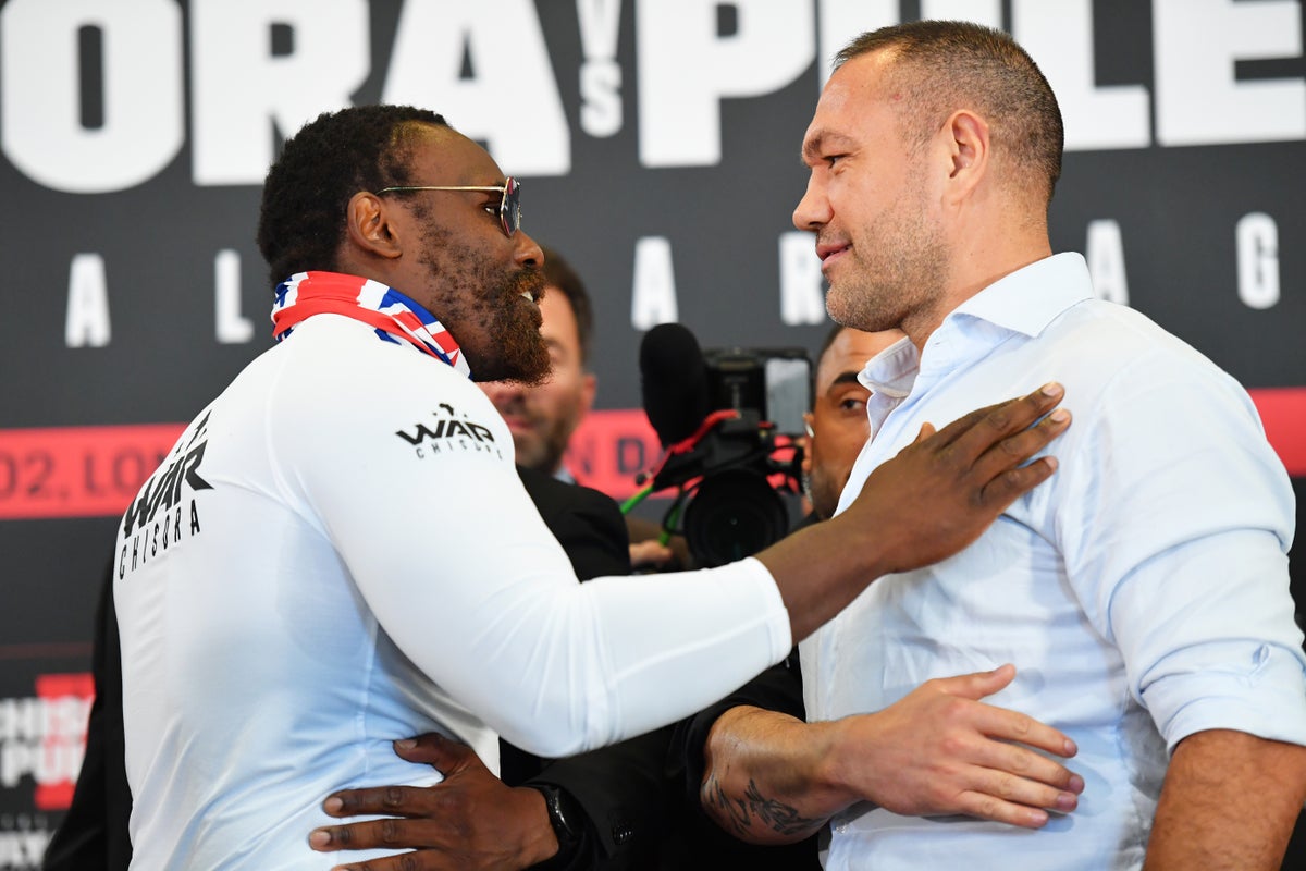 Derek Chisora and Kubrat Pulev clash on stage ahead of ‘war’ in rematch