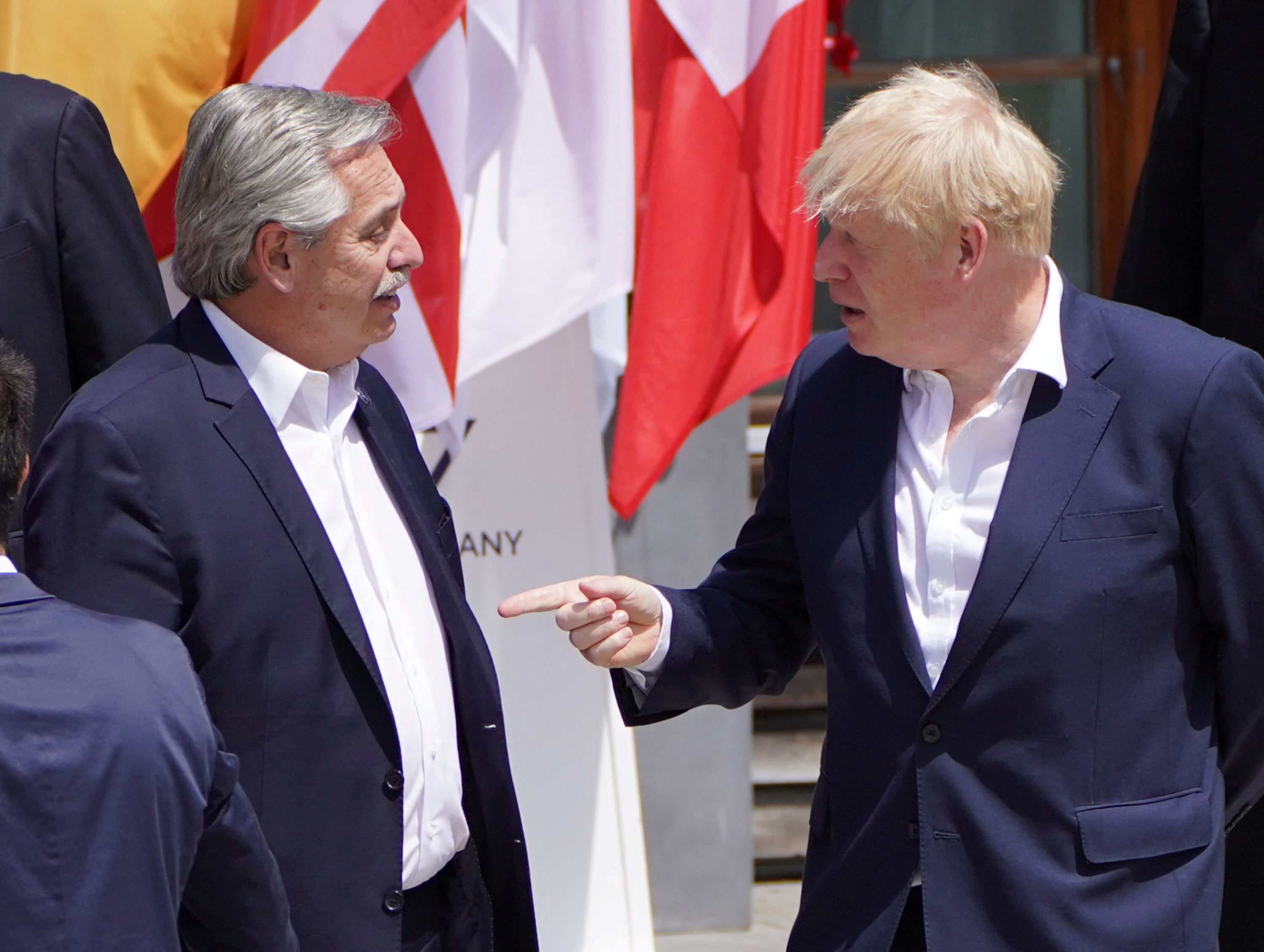 The prime minister talks with Argentina’s president Alberto Fernandez last month at the G7
