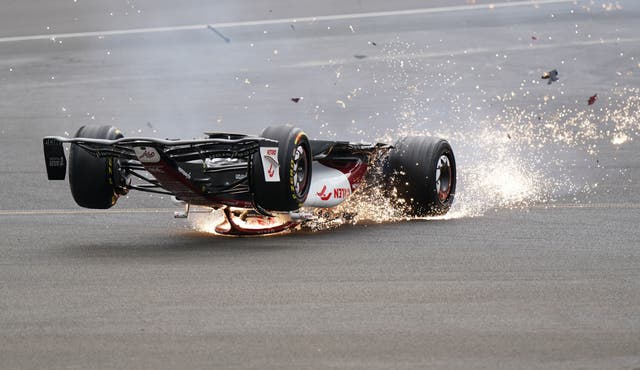 Zhou Guanyu crashed out early in the British Grand Prix (Tim Goode/PA)