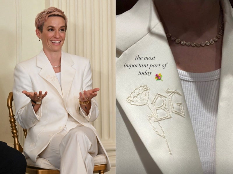 Megan Rapinoe wears tribute to Brittney Griner during Presidential Medal of Freedom awards ceremony