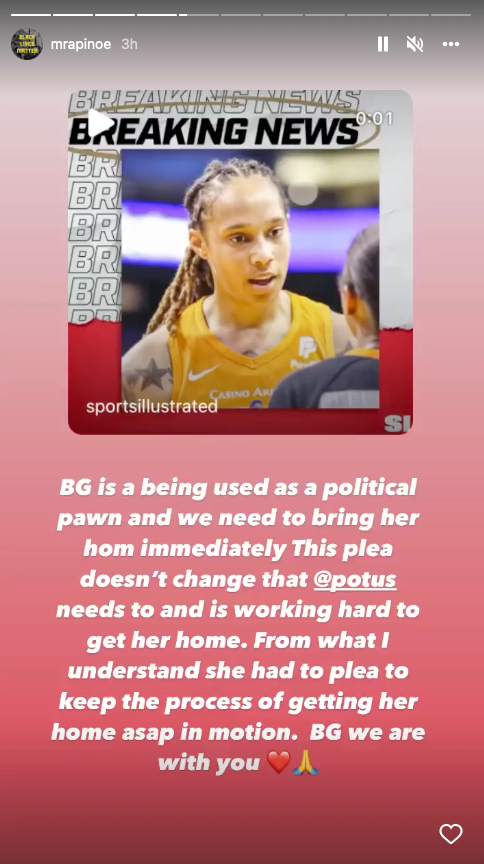 Megan Rapinoe claims Brittney Griner is being used as ‘political pawn'