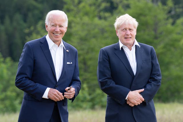 Joe Biden and Boris Johnson at the recent G7 summit in Germany (Stefan Rousseau/PA)
