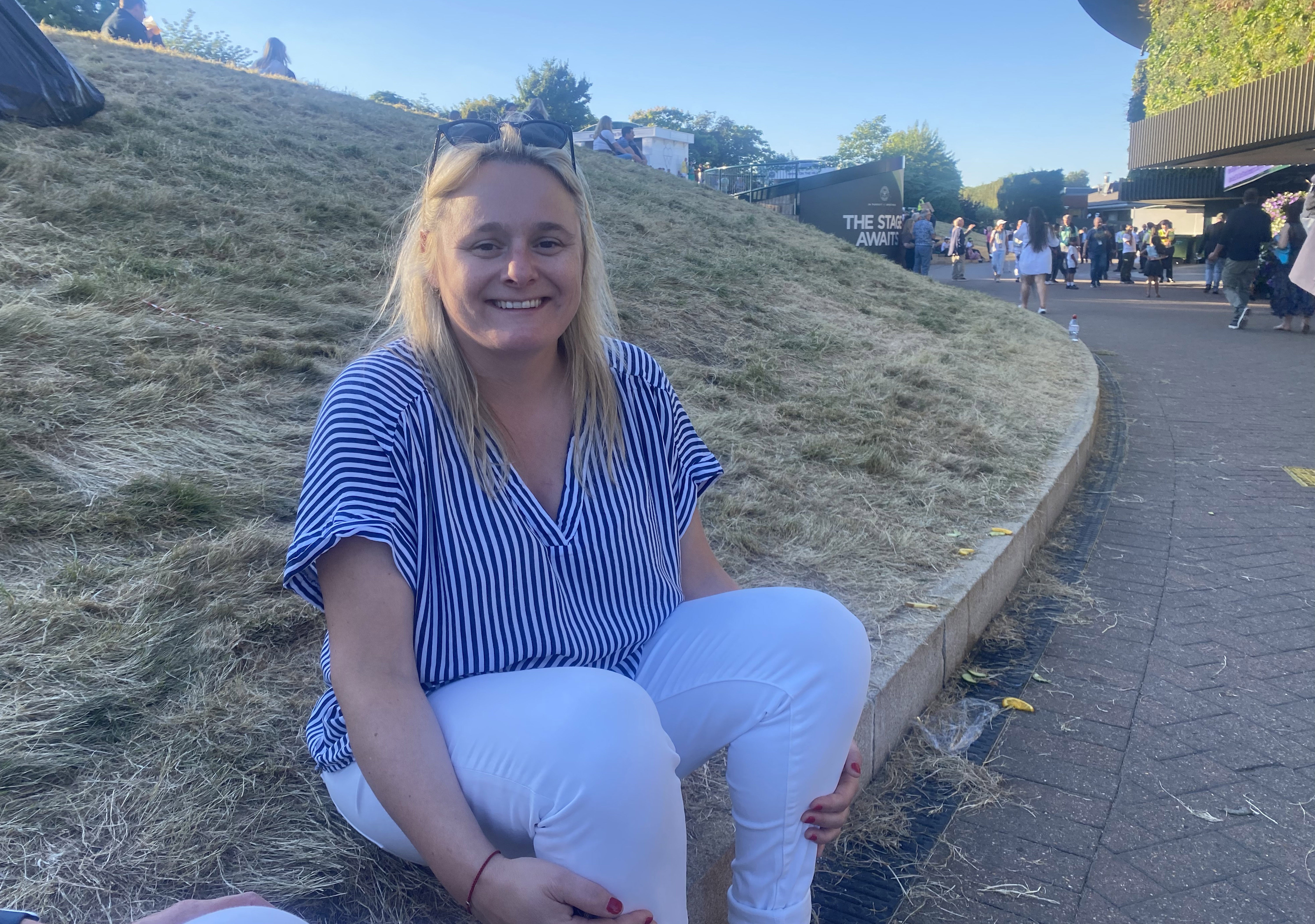 Sinead Goggin from Ireland attends day eleven of the 2022 Wimbledon Championships (PA)