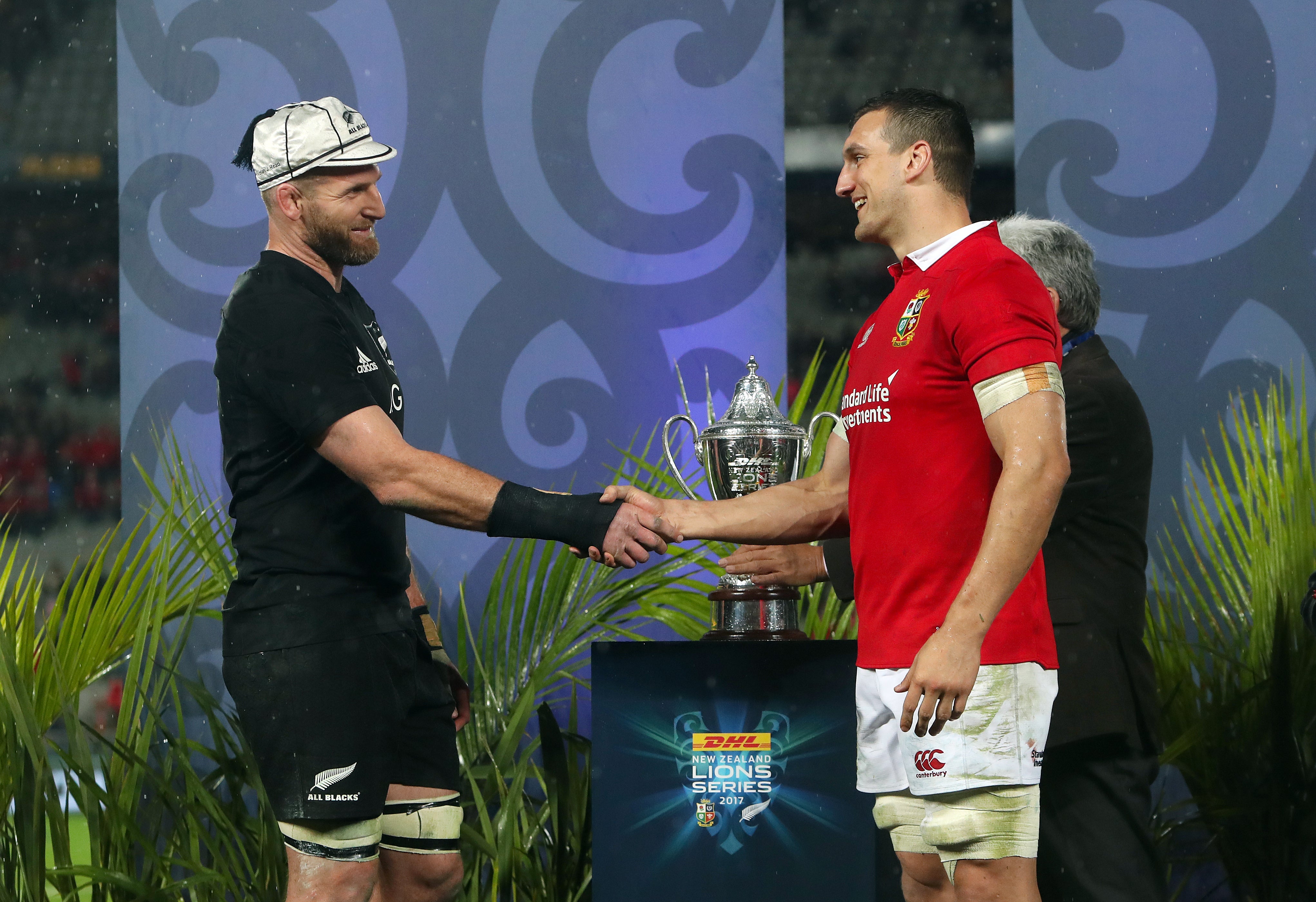 British and Irish Lions captain Sam Warburton and New Zealand’s Kieran Read shake hands after the 2017 series was drawn (David Davies/PA)
