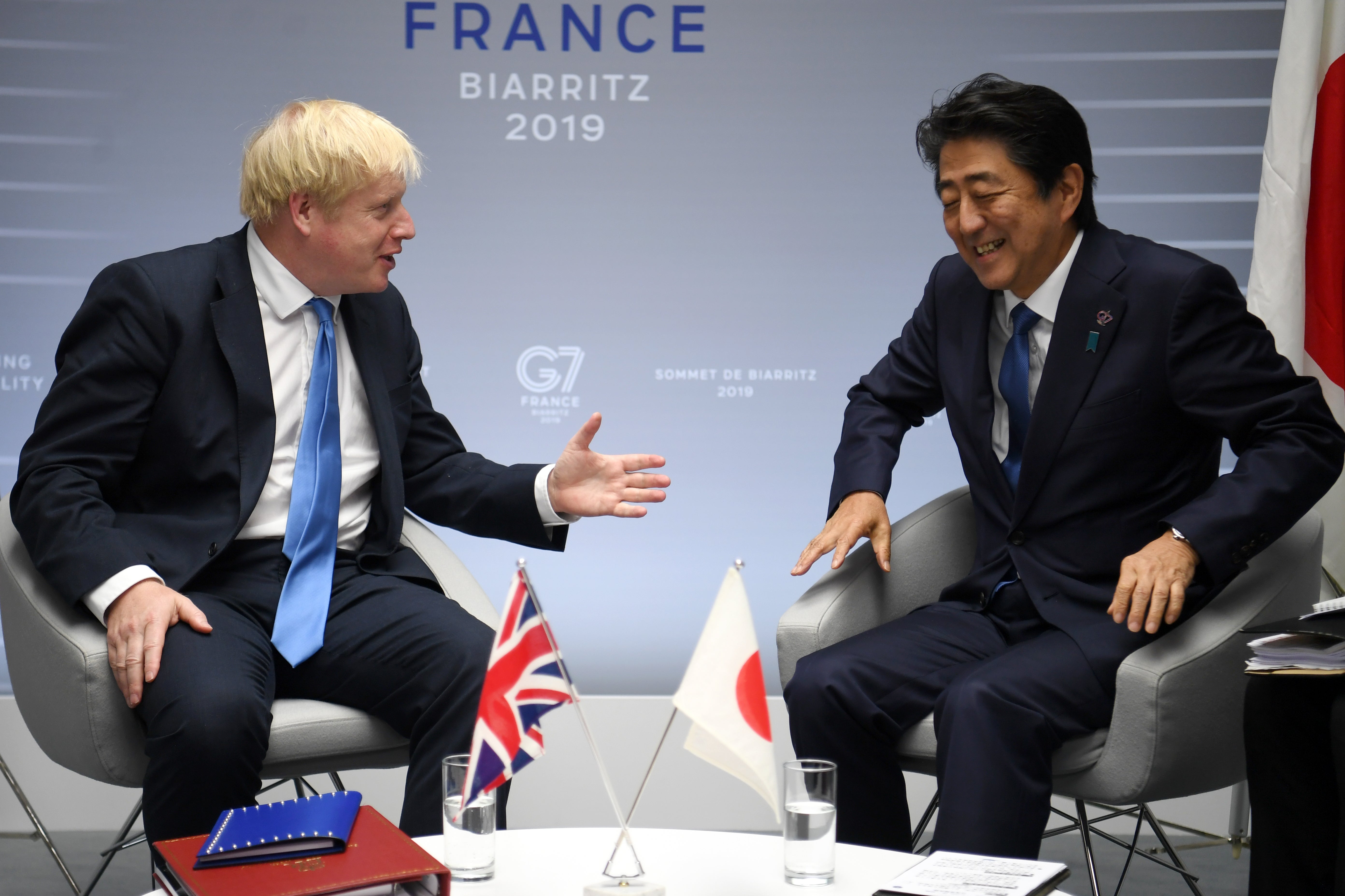 Boris Johnson with Shinzo Abe in 2019 (Neil Hall/PA)