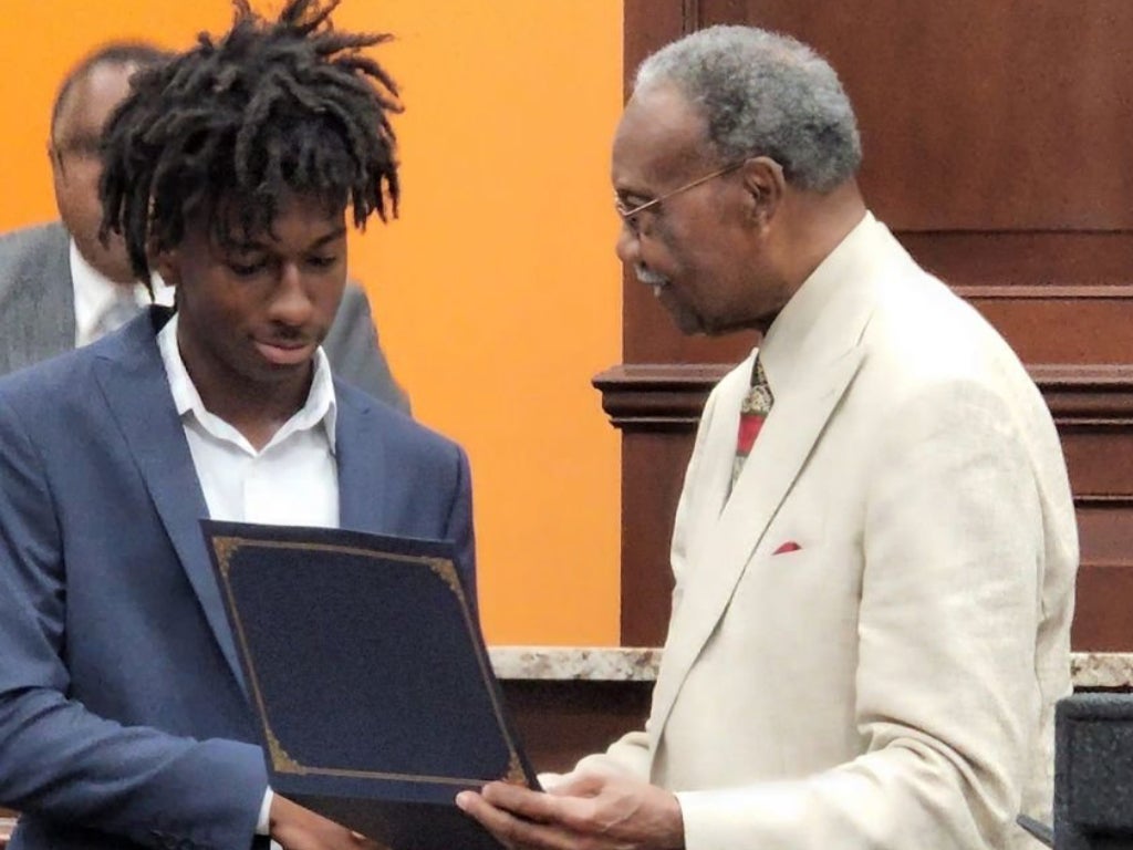 Corion Evans, 16, was commended by the mayor of Moss Point and the city’s police department