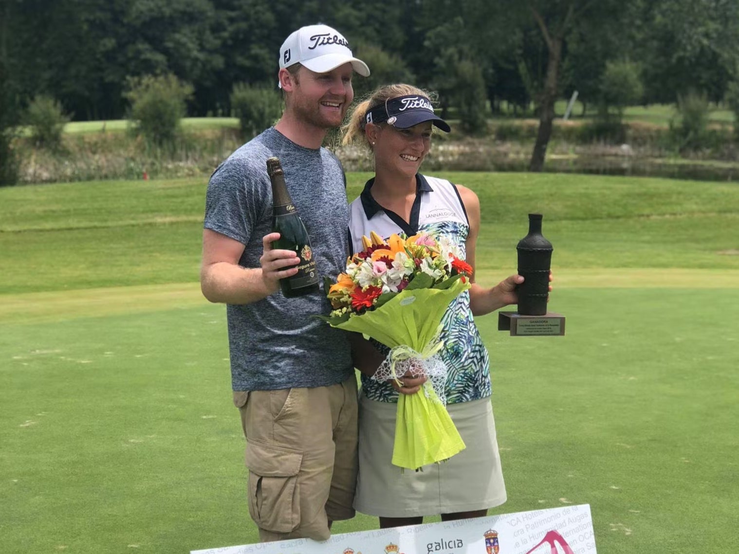 Open qualifier Alex Wrigley will have his wife Johanna Gustavsson, a professional on the Ladies European Tour, caddying for him at The Open (Credit: Alex Wrigley)