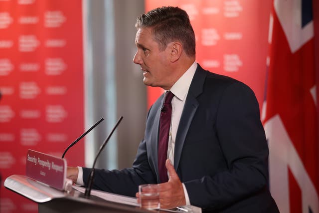 <p>Labour leader Keir Starmer speaks to the media during a press conference in London on Saturday </p>