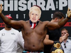 Derek Chisora wears Boris Johnson mask at weigh-in for Kubrat Pulev fight
