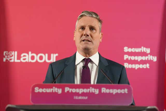 Labour leader Keir Starmer during a press conference at the headquarters of the Labour Party in Victoria, central London (Kirsty O’Connor/PA)