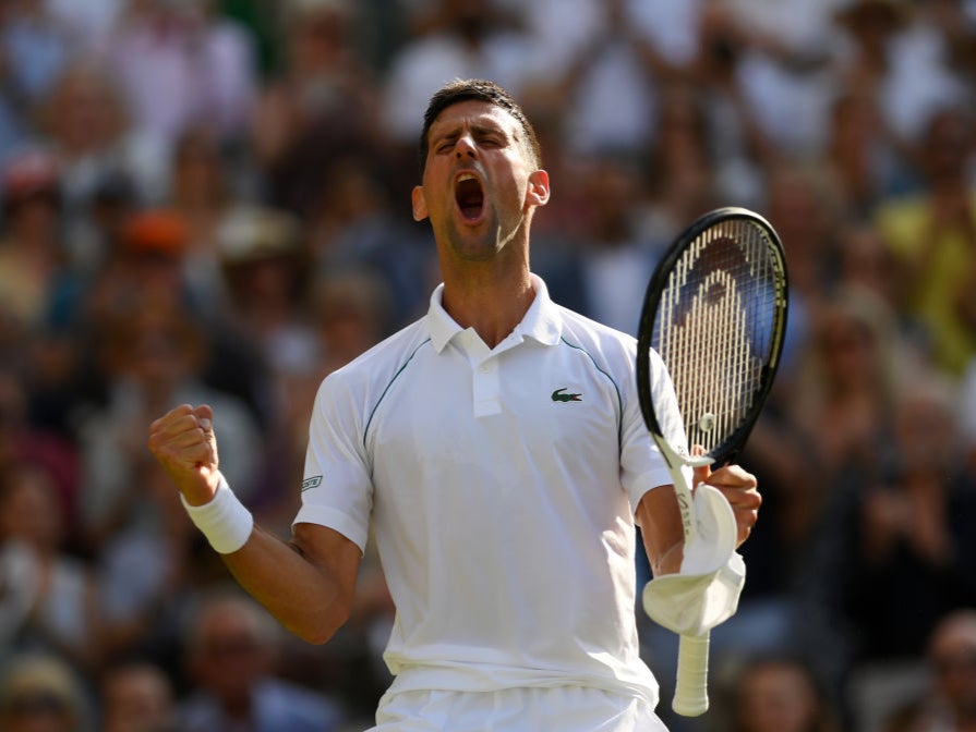 Novak Djokovic celebrates his victory