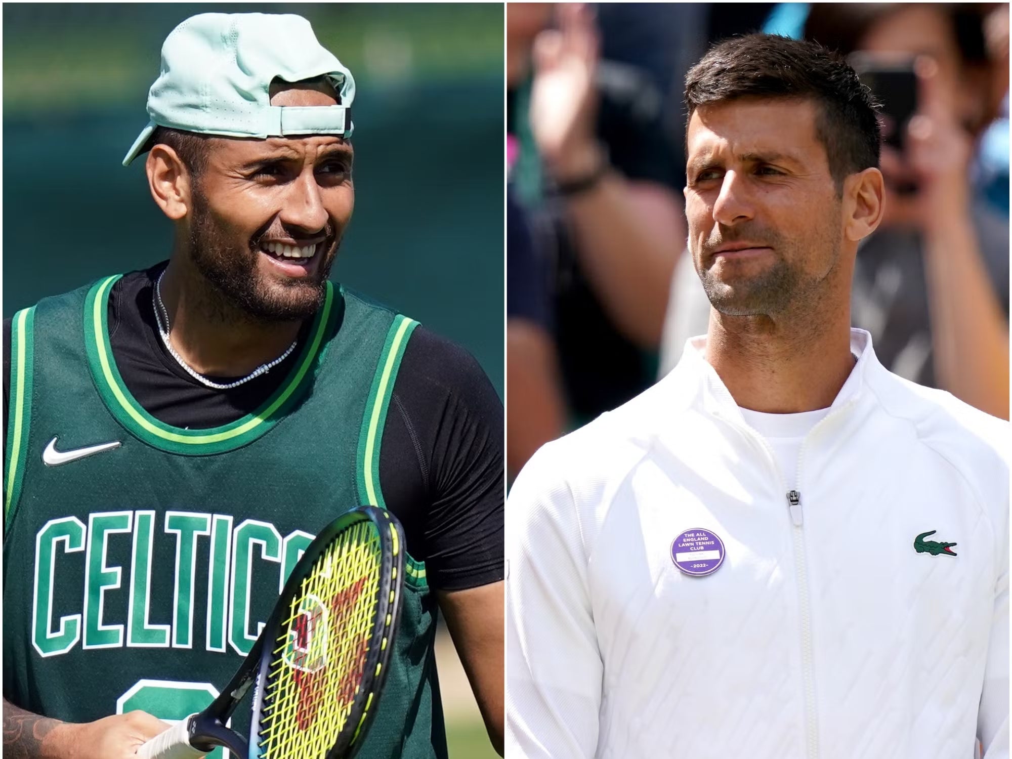 Nick Kyrgios and Novak Djokovic (PA)