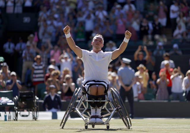 Alfie Hewett staged a remarkable comeback against Gustavo Fernandez (Steven Paston/PA)