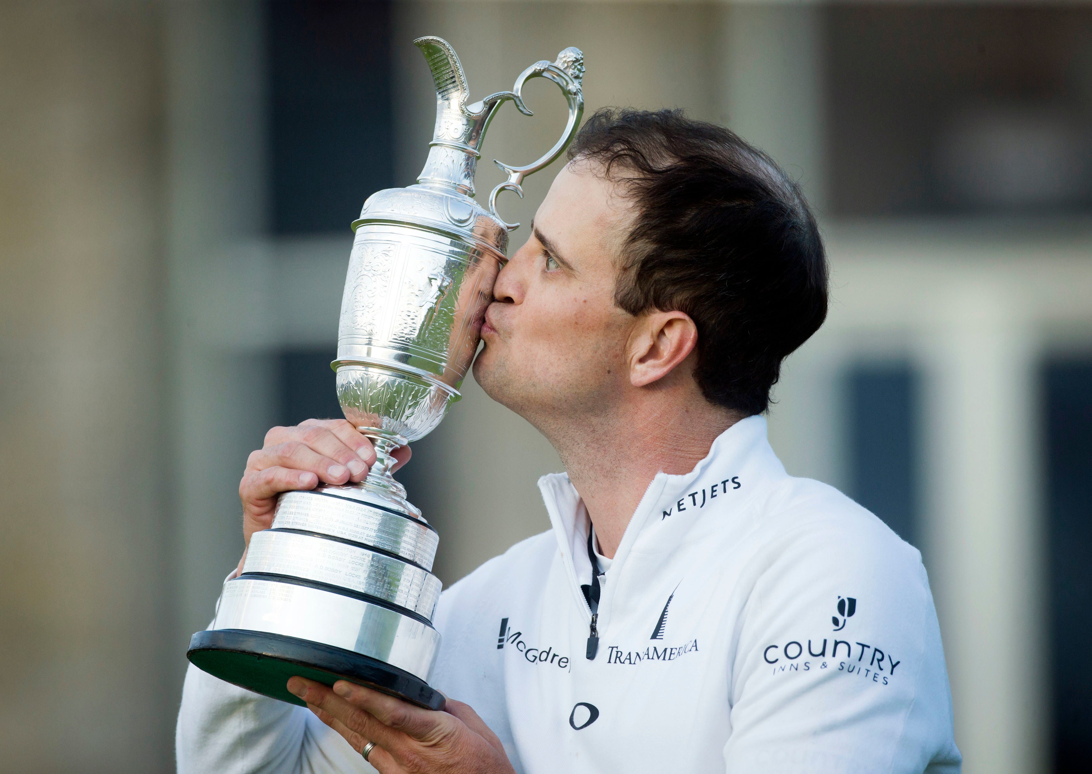 Zach Johnson celebrates winning The Open at St Andrews in 2015