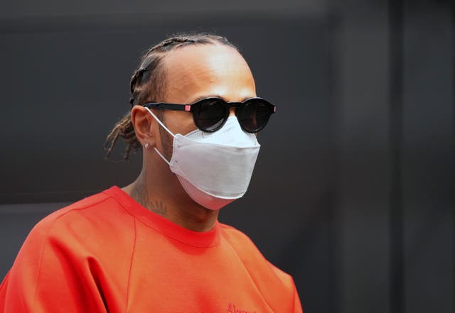 Lewis Hamilton arriving at the track on Saturday (Matthias Schrader/AP)