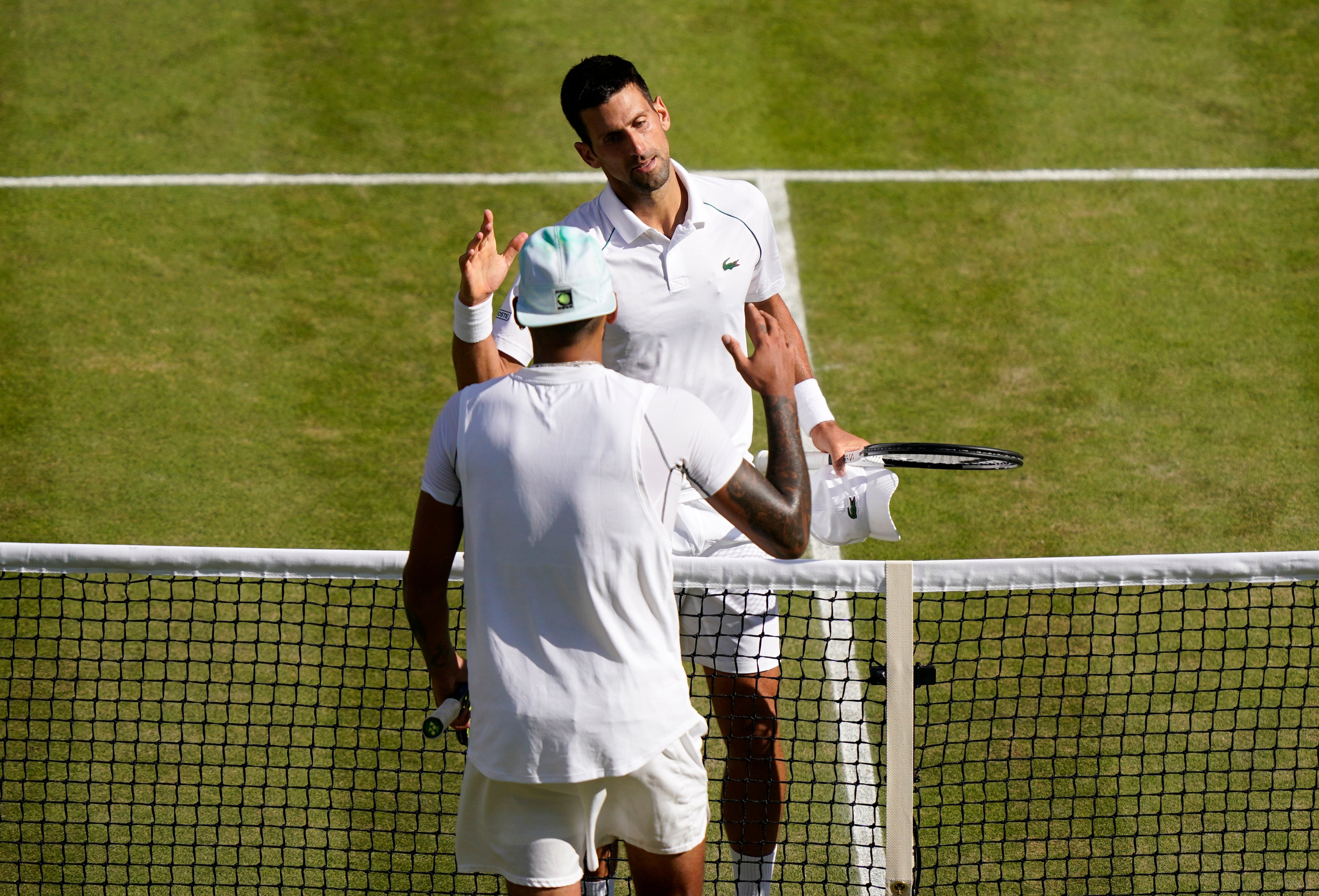 Serbia's Novak Djokovic celebrates beating Australia's Nick Kyrgios