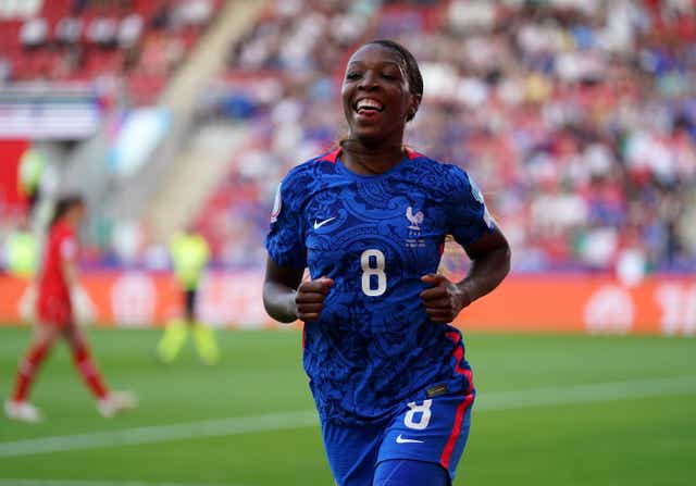 Grace Geyoro scored a first-half hat-trick in France’s 5-1 thrashing of Italy (Nick Potts/PA)
