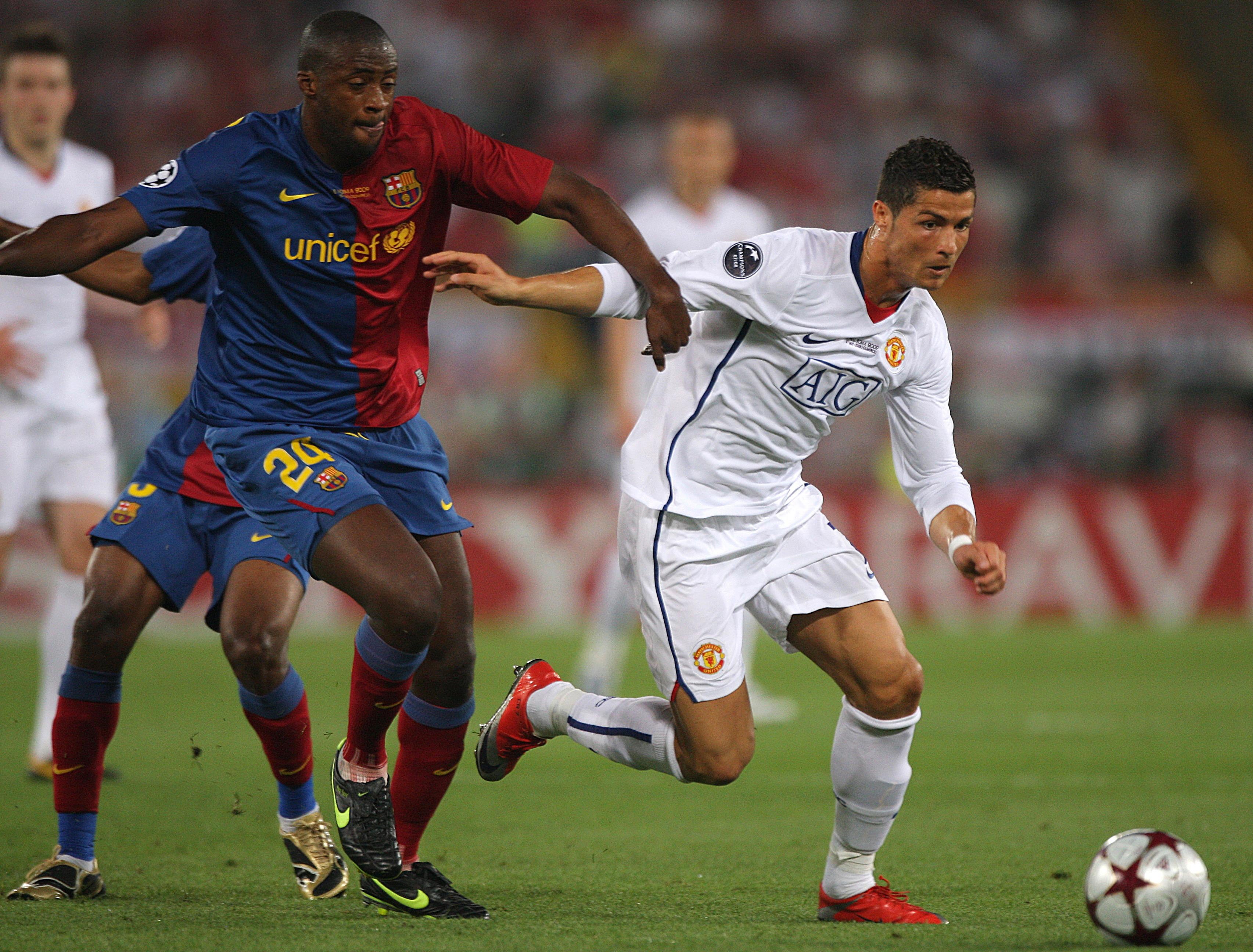 Ronaldo’s last match for Manchester United before signing for Real Madrid was in the Champions League final defeat to Barcelona in Rome (Nick Potts/PA)