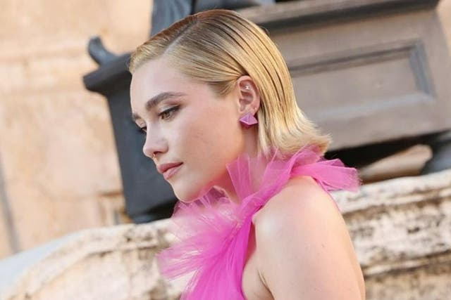 <p>Florence Pugh picks a sheer tulle dress for Valentino’s haute couture show in Rome </p>