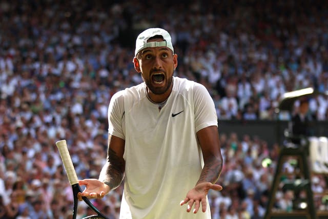 <p>Nick Kyrgios cut a frustrated figure during the 2022 Wimbledon men’s final</p>