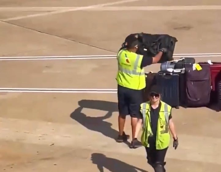 Viewers were shocked by the handler’s treatment of strangers’ luggage