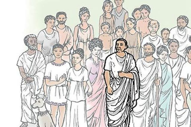 <p>The course follows main character Caecilius and his family </p>