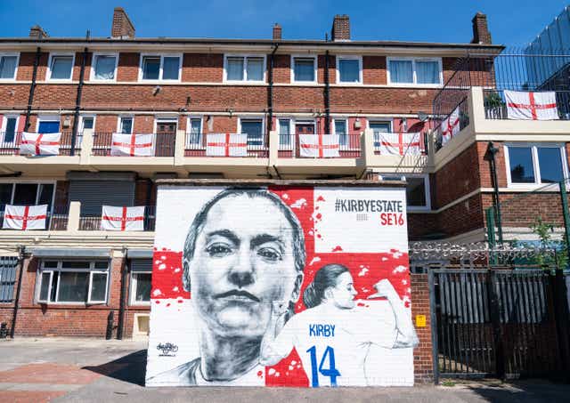 The mural of England footballer Fran Kirby (Dominic Lipiski/PA)