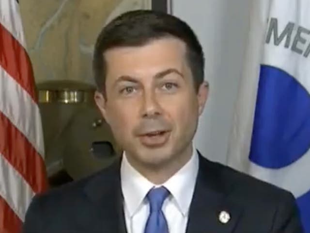 <p>Transport secretary Pete Buttigieg appearing on Fox News on Sunday</p>