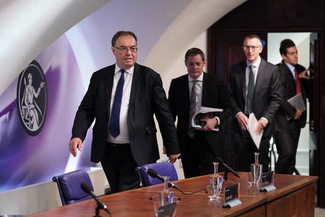 Andrew Bailey, left, was speaking to MPs on Monday (Stefan Rousseau/PA)