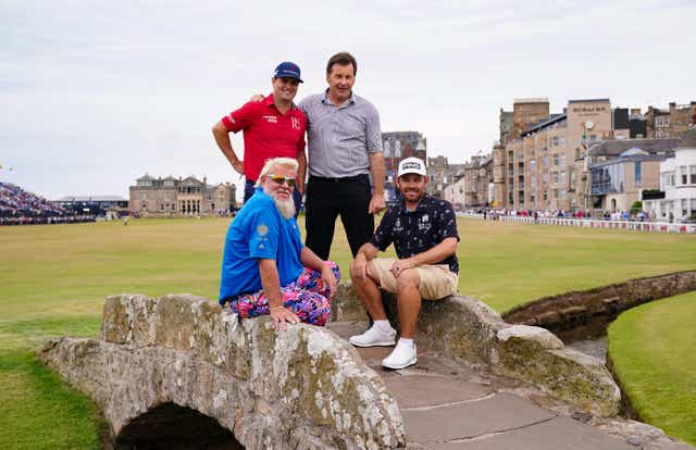 The team of Nick Faldo, Zach Johnson, Louis Oosthuizen and John Daly won the Celebration of Champions at St Andrews (Jane Barlow/PA)
