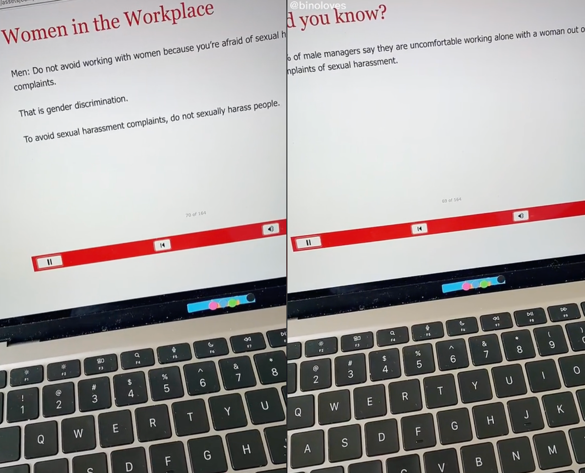 Woman sparks debate after sharing blunt sexual harassment training she took at work Woman sparks debate after sharing blunt sexual harassment training she took at work