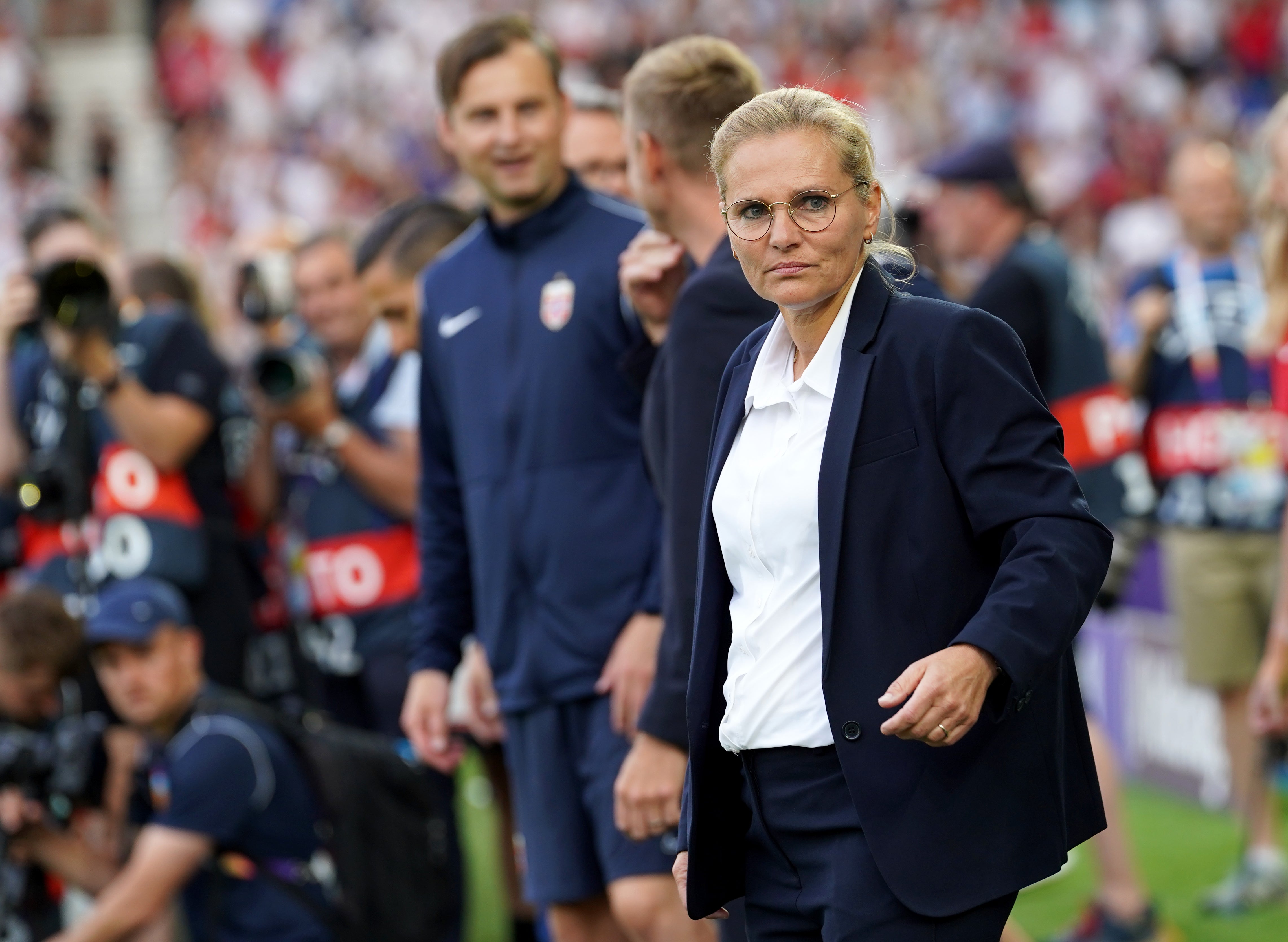 Sarina Wiegman’s England hammered Norway (Gareth Fuller/PA)