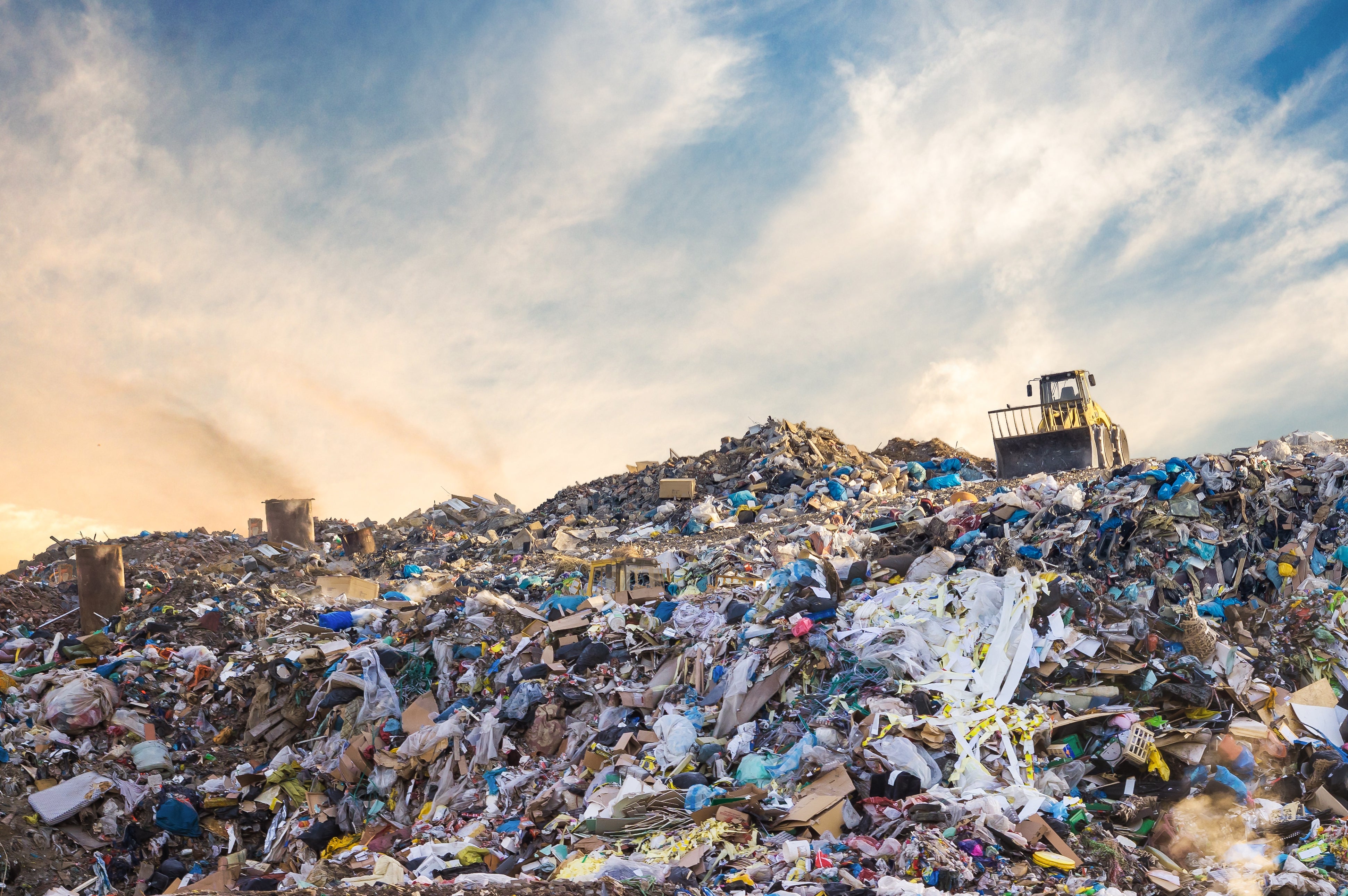 Plastic waste at a landfill site