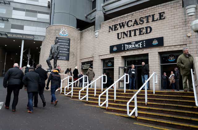 Rail seating is to be installed at Newcastle’s St James’ Park home this summer (Richard Sellers/PA)