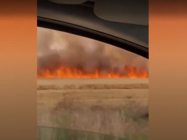 A huge fire erupted in a North Yorkshire field on Monday