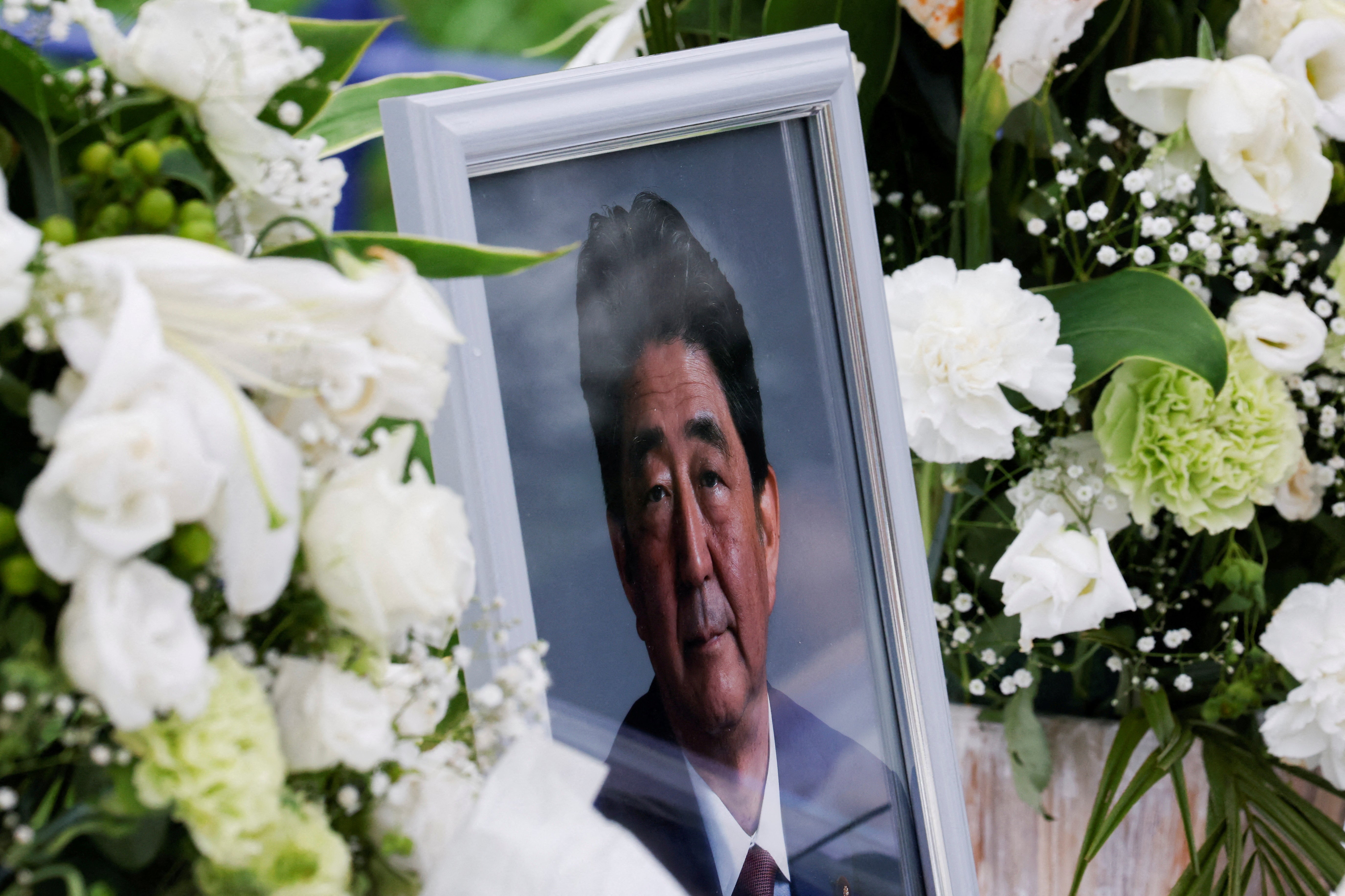A picture of late former Japanese prime minister Shinzo Abe