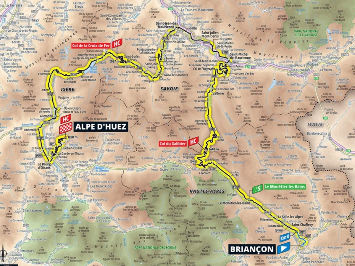 Tour de France 2022 stage 12 preview: Route map and profile from Briancon to Alpe d’Huez today