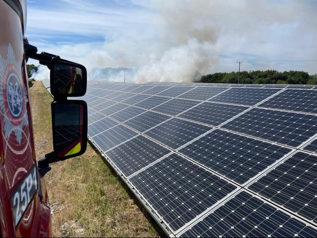 <p>Fire at solar panel farm in Verwood, Dorset in 2022 </p>