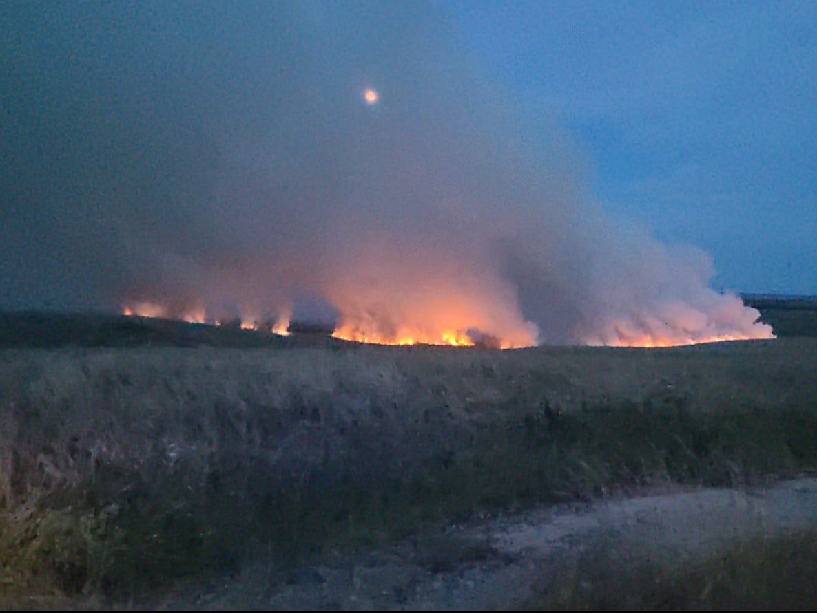 Fire on Salisbury Plain where firefighters did not attend over fears of explosions